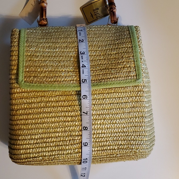 NWT Green VTG Straw Purse with Bamboo Handle - Picture 10 of 12